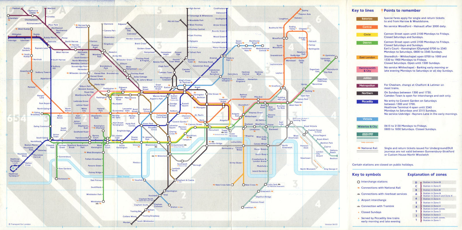 LONDON UNDERGROUND tube map. DLR King George V extension u/c. August 2003